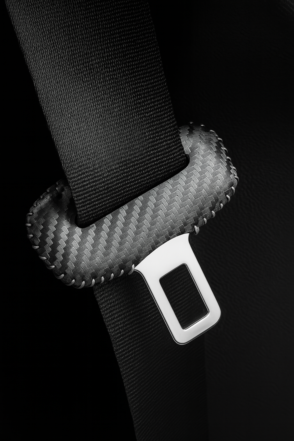 Carbon finish seatbelt buckle covers